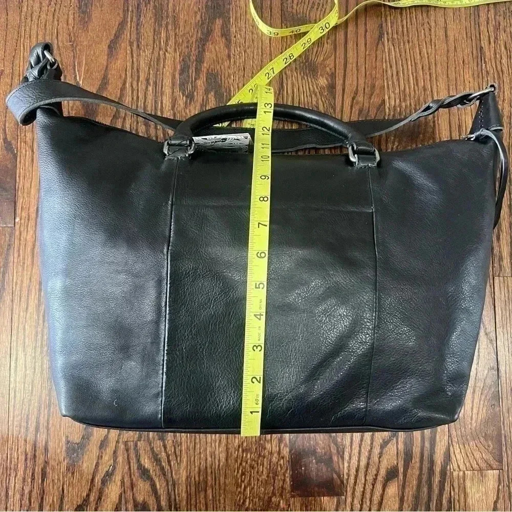 The Sak Sierra Black Leather Double Handled Satchel Purse Bag Shoulder Strap - Picture 12 of 16